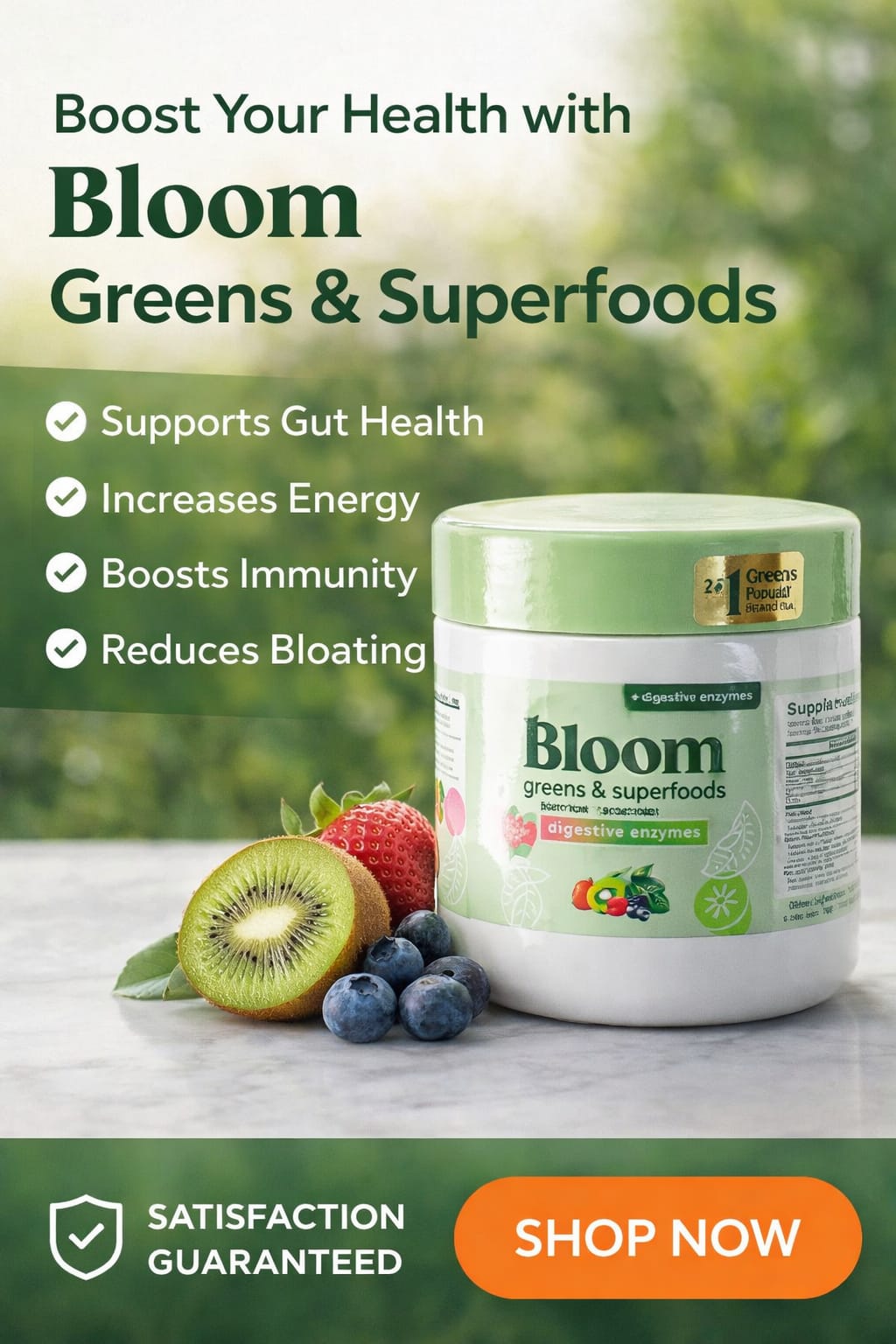 Suplemento Bloom GE Digestivo en Polvo – Sabor Manzana