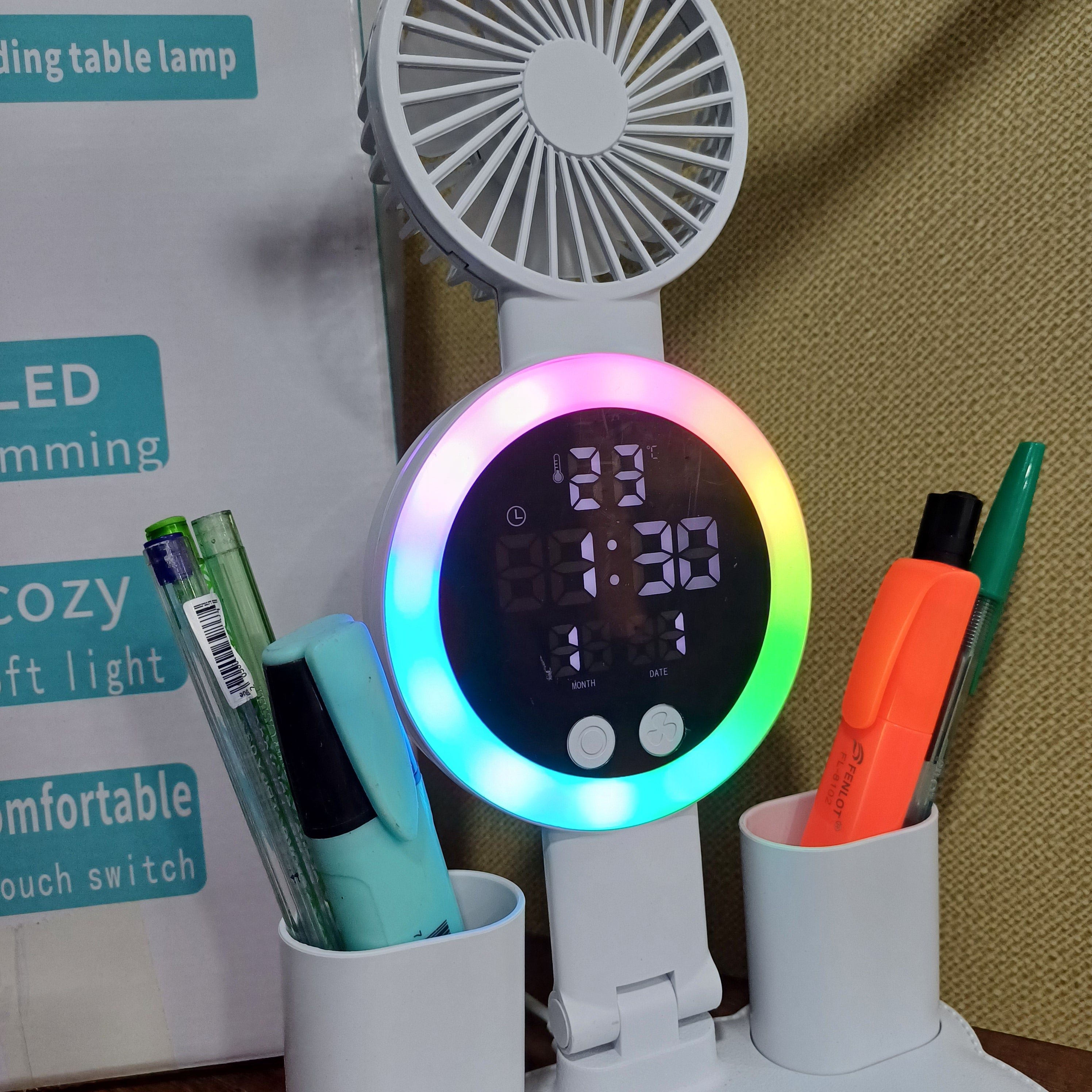 Lámpara de Escritorio LED con Ventilador