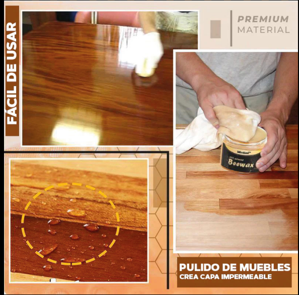Beewax - Pulidor de Cera de Abeja Natural para Madera