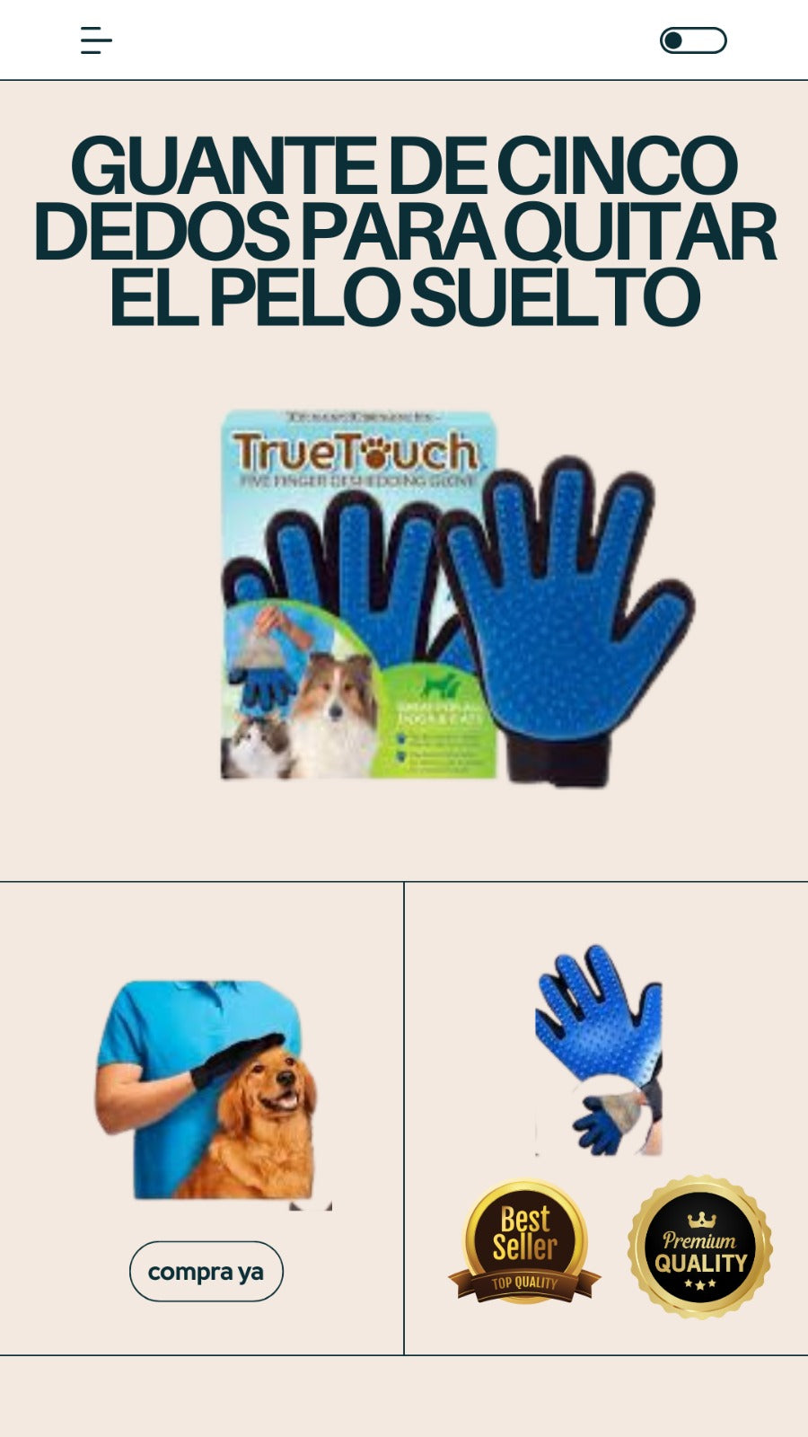 Guante Bobo Touch – Quitapelo para Perros y Gatos