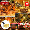 Luces Cálidas de Cobre con Panel Solar – 200 LEDs