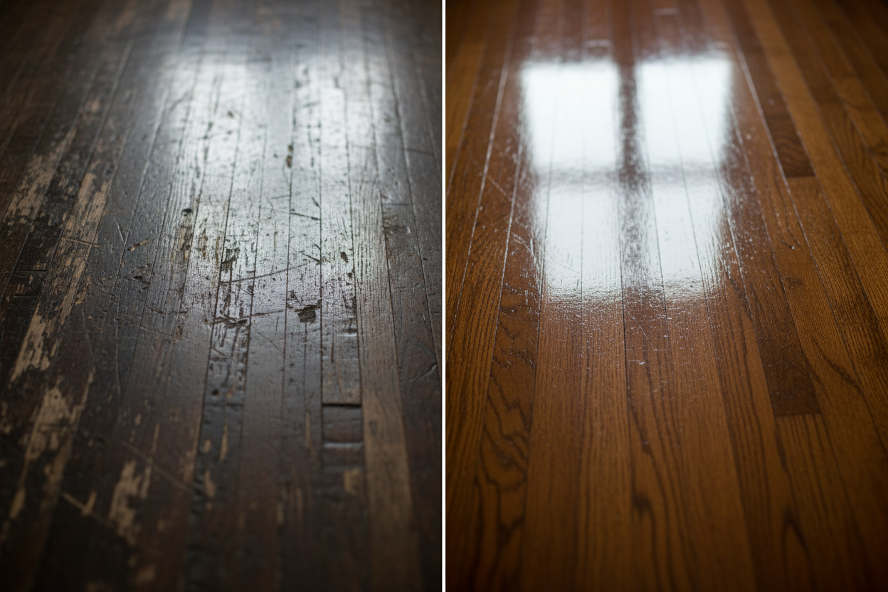 Antes y después madera