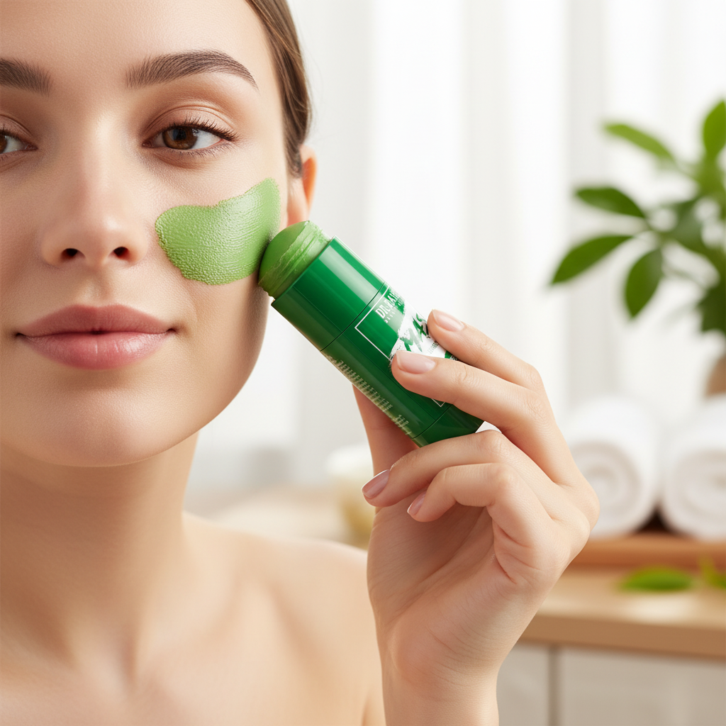 Aplicación de mascarilla verde