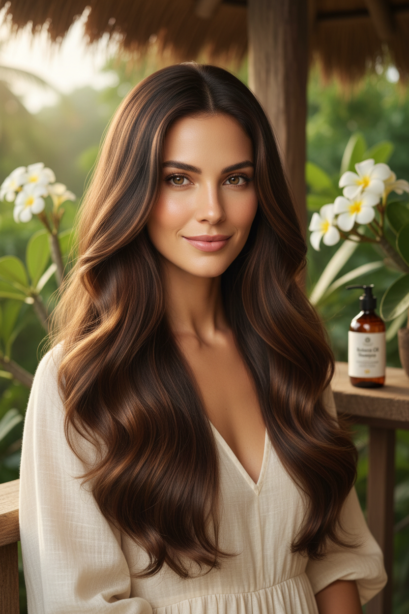 Cabello largo y brillante