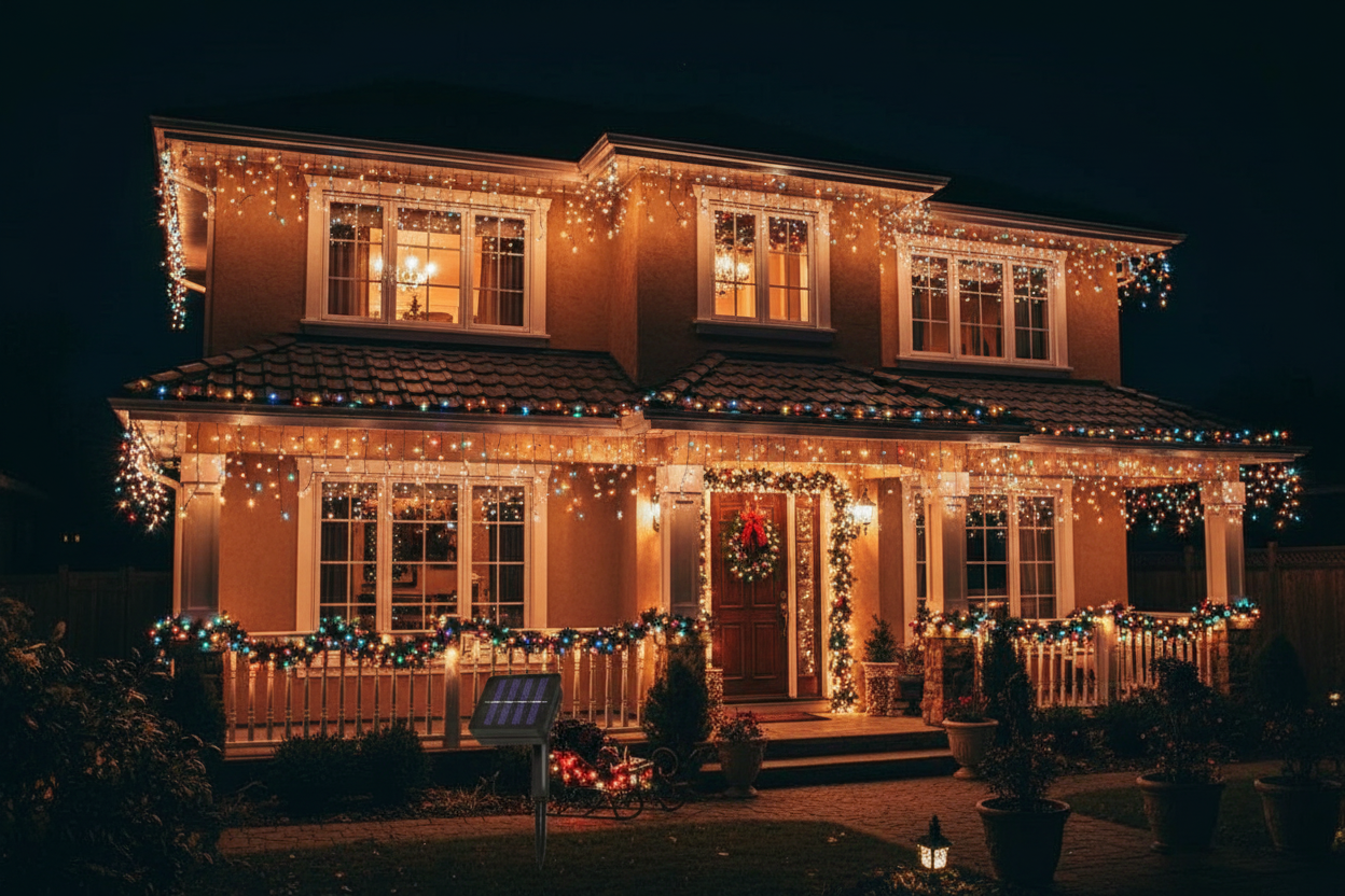 Fachada con luces 20m