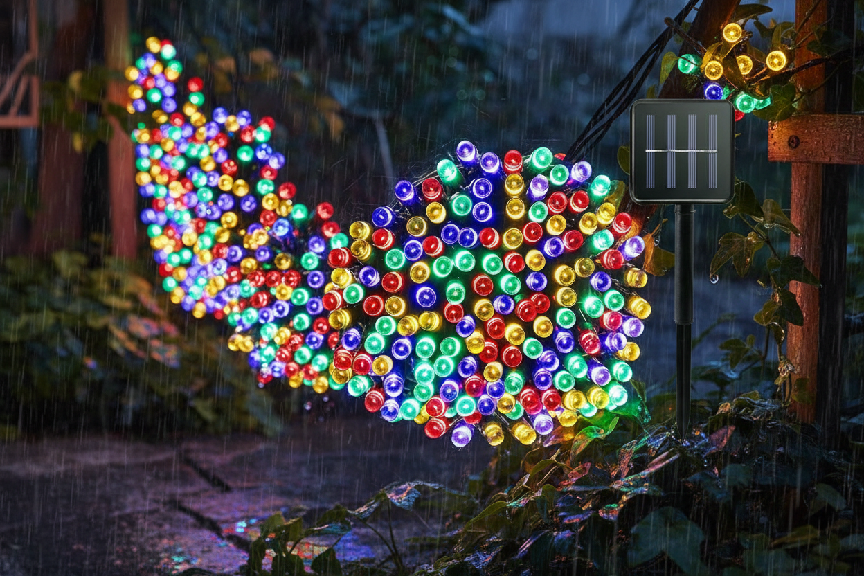 Luces impermeables bajo lluvia