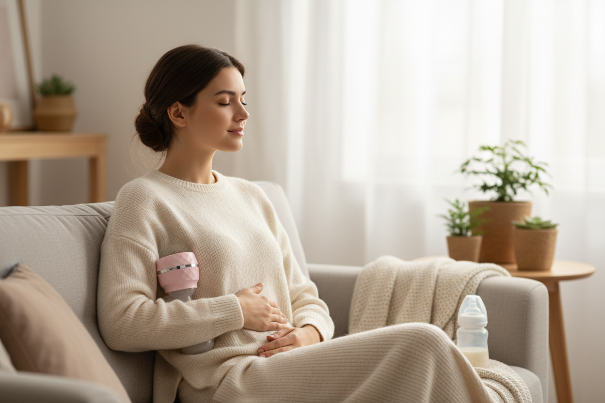 Mamá usando extractor en casa