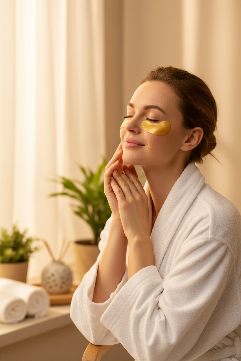 Mujer relajada con parches