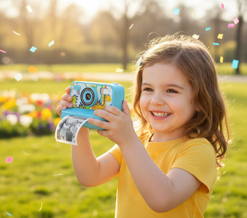 Niño usando cámara