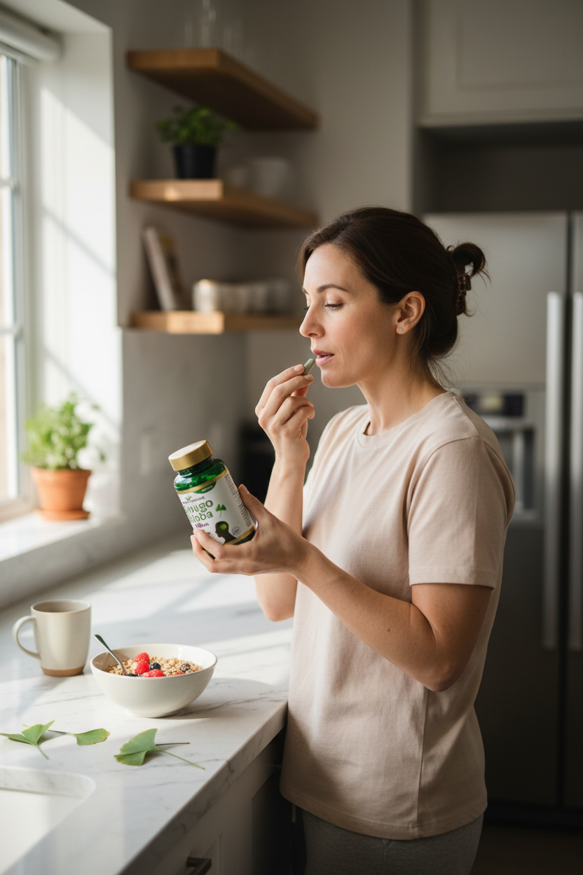 Persona tomando suplemento