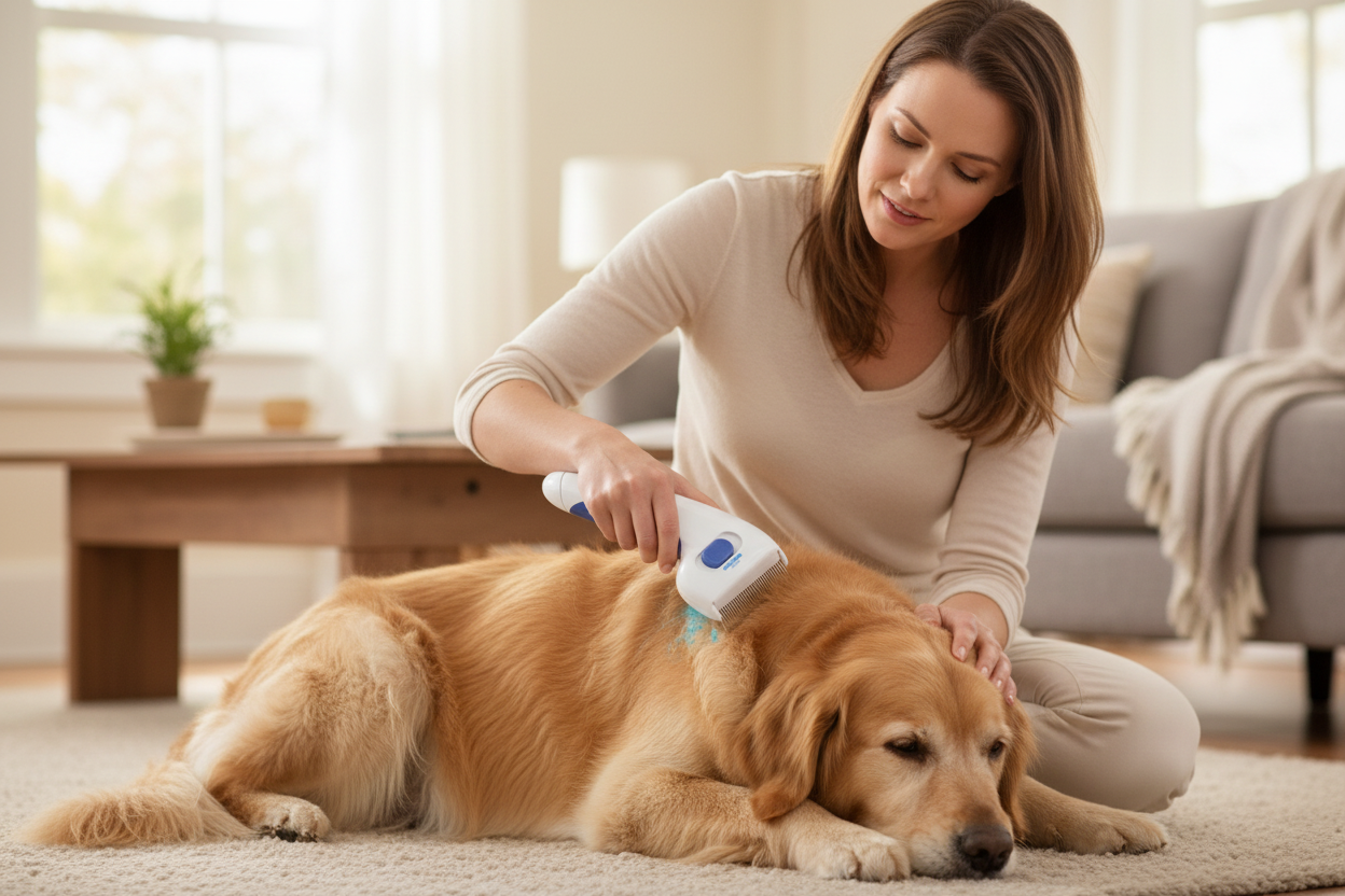 Producto en uso con perro