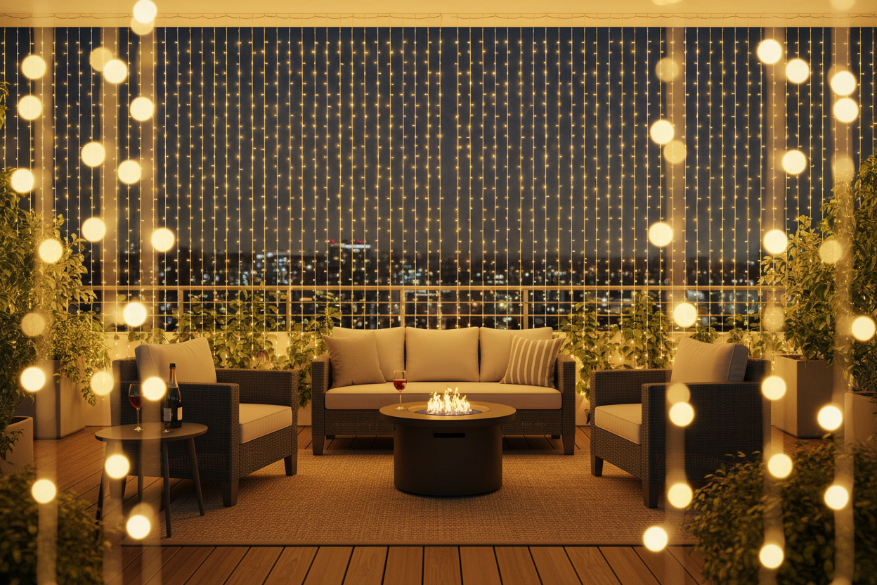 Solar LED Curtain en balcón